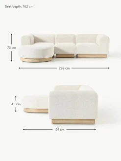 Modulares Sofa Natalie (3-Sitzer) aus Teddy-Bouclé mit Hocker