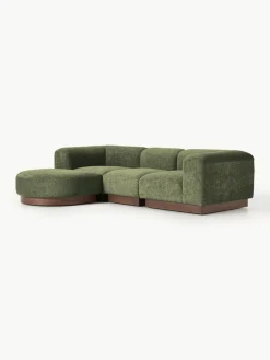 Modulares Sofa Natalie (3-Sitzer) aus Teddy-Bouclé mit Hocker