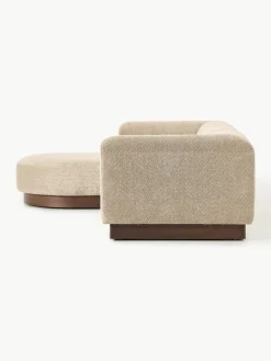 Modulares Sofa Natalie (3-Sitzer) aus Teddy-Bouclé mit Hocker
