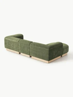 Modulares Sofa Natalie (3-Sitzer) aus Teddy-Bouclé mit Hocker
