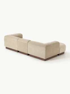 Modulares Sofa Natalie (3-Sitzer) aus Teddy-Bouclé mit Hocker