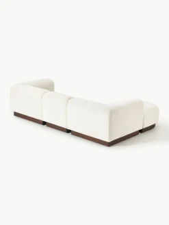 Modulares Sofa Natalie (3-Sitzer) aus Teddy-Bouclé mit Hocker
