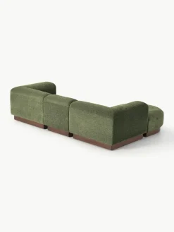 Modulares Sofa Natalie (3-Sitzer) aus Teddy-Bouclé mit Hocker