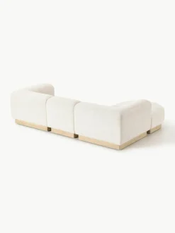 Modulares Sofa Natalie (3-Sitzer) aus Teddy-Bouclé mit Hocker