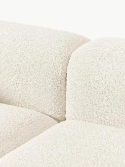 Modulares Sofa Natalie (3-Sitzer) aus Teddy-Bouclé mit Hocker
