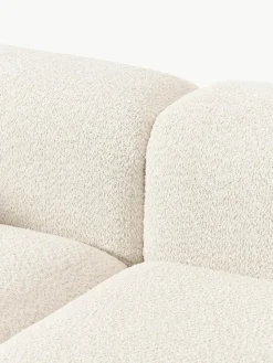 Modulares Sofa Natalie (3-Sitzer) aus Teddy-Bouclé mit Hocker