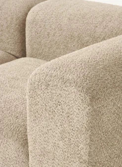 Modulares Sofa Natalie (3-Sitzer) aus Teddy-Bouclé mit Hocker