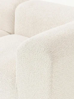 Modulares Sofa Natalie (3-Sitzer) aus Teddy-Bouclé mit Hocker