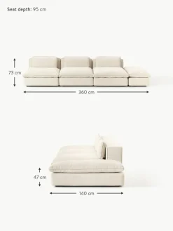 Modulares XL-Sofa Felix (3-Sitzer) mit Hocker
