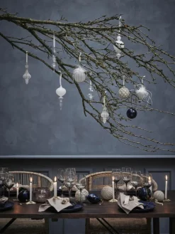 Mundgeblasene Baumanhänger Genuine, H 16 cm, 6 Stück