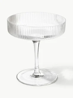 Mundgeblasene Champagnerschalen Ripple mit Rillenrelief, 2 Stück