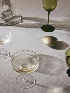 Mundgeblasene Champagnerschalen Ripple mit Rillenrelief, 2 Stück