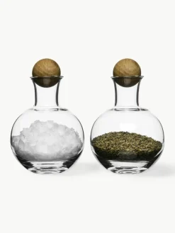 Mundgeblasene Gewürzflaschen Eden mit Holzdeckel, 2er-Set