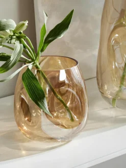 Mundgeblasene Glas-Vase Luster, H 17 cm