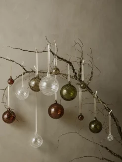 Mundgeblasene Glas-Weihnachtskugeln Twirl, 8er-Set