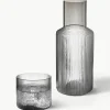 Mundgeblasene kleine Karaffe Ripple mit Wasserglas, 2er-Set