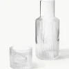 Mundgeblasene kleine Karaffe Ripple mit Wasserglas, 2er-Set