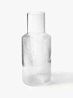 Mundgeblasene kleine Karaffe Ripple mit Wasserglas, 2er-Set