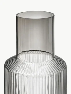 Mundgeblasene kleine Karaffe Ripple mit Wasserglas, 2er-Set