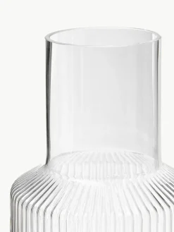 Mundgeblasene kleine Karaffe Ripple mit Wasserglas, 2er-Set