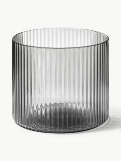 Mundgeblasene kleine Karaffe Ripple mit Wasserglas, 2er-Set