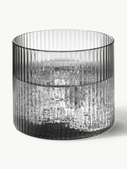 Mundgeblasene kleine Karaffe Ripple mit Wasserglas, 2er-Set