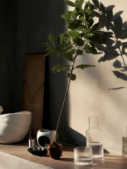 Mundgeblasene kleine Karaffe Ripple mit Wasserglas, 2er-Set