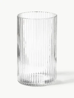 Mundgeblasene Longdrinkgläser Ripple mit Rillenrelief, 4 Stück