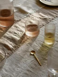 Mundgeblasene Longdrinkgläser Ripple mit Rillenrelief, 4 Stück