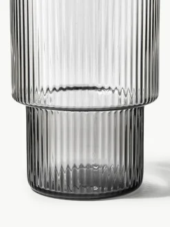 Mundgeblasene Longdrinkgläser Ripple mit Rillenrelief, 4er-Set