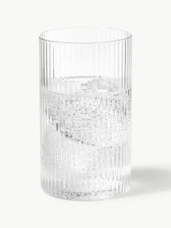 Mundgeblasene Longdrinkgläser Ripple mit Rillenrelief, 4 Stück