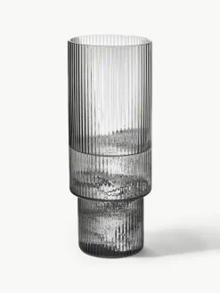 Mundgeblasene Longdrinkgläser Ripple mit Rillenrelief, 4er-Set