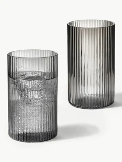 Mundgeblasene Longdrinkgläser Ripple mit Rillenrelief, 4 Stück