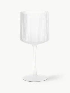 Mundgeblasene Rotweingläser Ripple mit Rillenrelief, 2 Stück