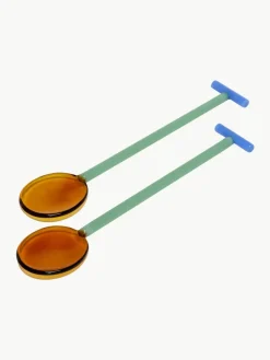 Mundgeblasene Salatbestecke Crave aus Glas