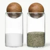 Mundgeblasene Salz- und Pfefferstreuer Nature mit Holzdeckel, 2er-Set
