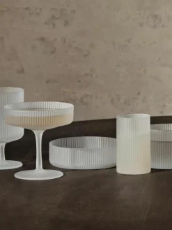 Mundgeblasene Servierschälchen Ripple mit Rillenstruktur, 4 Stück