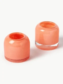 Mundgeblasene Teelichthalter Dylla mit Luftbläschen, 2er-Set