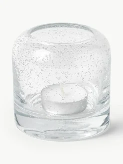 Mundgeblasene Teelichthalter Dylla mit Luftbläschen, 2er-Set