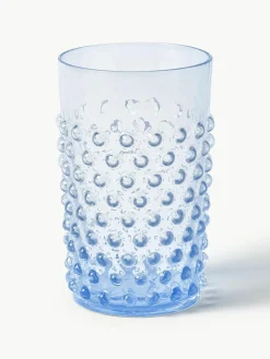 Mundgeblasene Wassergläser Hobnail, 6 Stück