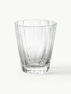 Mundgeblasene Wassergläser Scallop Glasses mit Rillenstruktur, 4 Stück