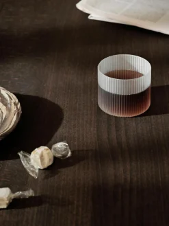 Mundgeblasene Wassergläser Ripple mit Rillenrelief, 4 Stück