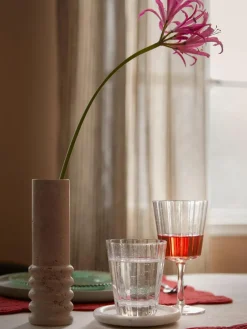 Mundgeblasene Wassergläser Scallop Glasses mit Rillenstruktur, 4 Stück