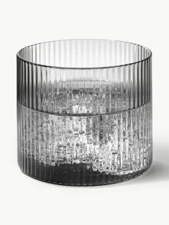 Mundgeblasene Wassergläser Ripple mit Rillenrelief, 4 Stück