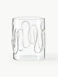Mundgeblasene Wassergläser Doodle mit Strukturmuster, 2er-Set