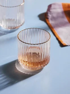 Mundgeblasene Wassergläser Aleo mit goldfarbenem Rand, 4 Stück