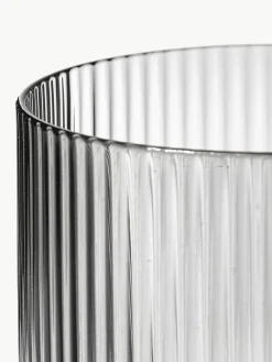 Mundgeblasene Wassergläser Ripple mit Rillenrelief, 4 Stück