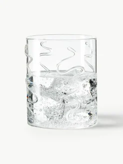Mundgeblasene Wassergläser Doodle mit Strukturmuster, 2er-Set