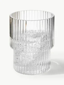 Mundgeblasene Wassergläser Ripple mit Rillenrelief, 4er-Set