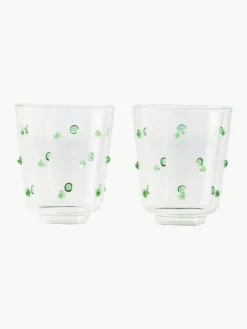 Mundgeblasene Wassergläser Nob aus Borosilikatglas, 2 Stück